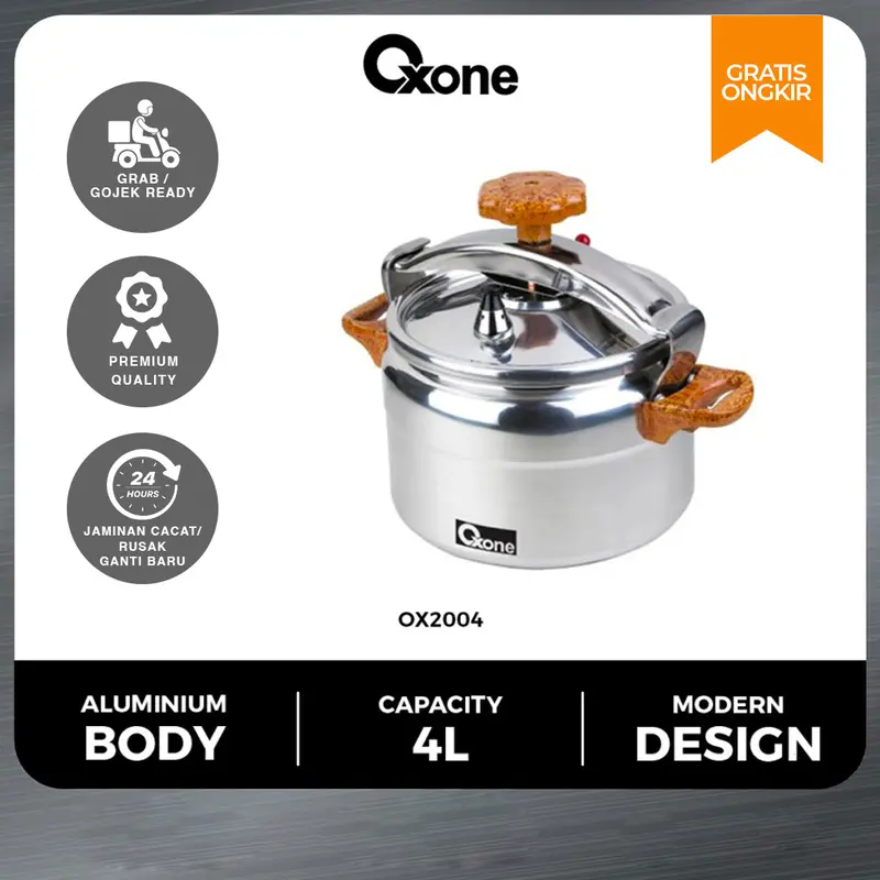 OXONE X JORDI ONSU OX2004 Peralatan Masak Aluminium Pressure Cooker 4L 1