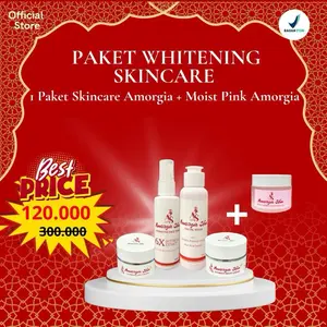 PAKET WHITENING SKINCARE (1 paket skincare amorgiaskin+ moist pink amorgiaskin) AMORGIA SKIN (Wajah Facial Perawatan Pencerah Muka) FREE POUCH