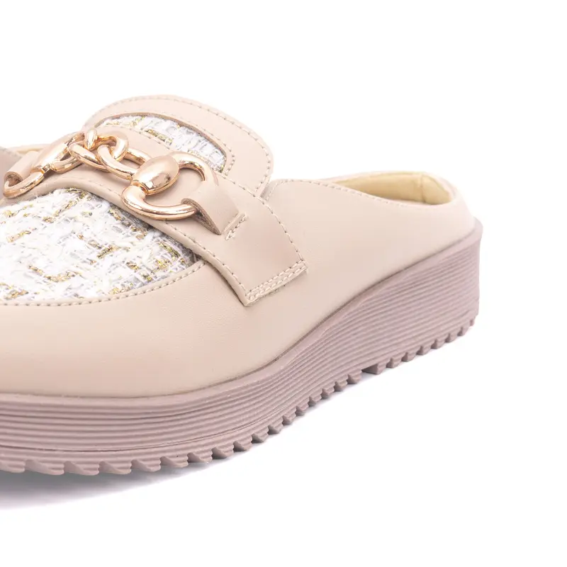Sepatu Sandal Wanita Mules Flat Slip On Bustong THREE & THREE PPN 12 - Putih/Krim - Shoes 3