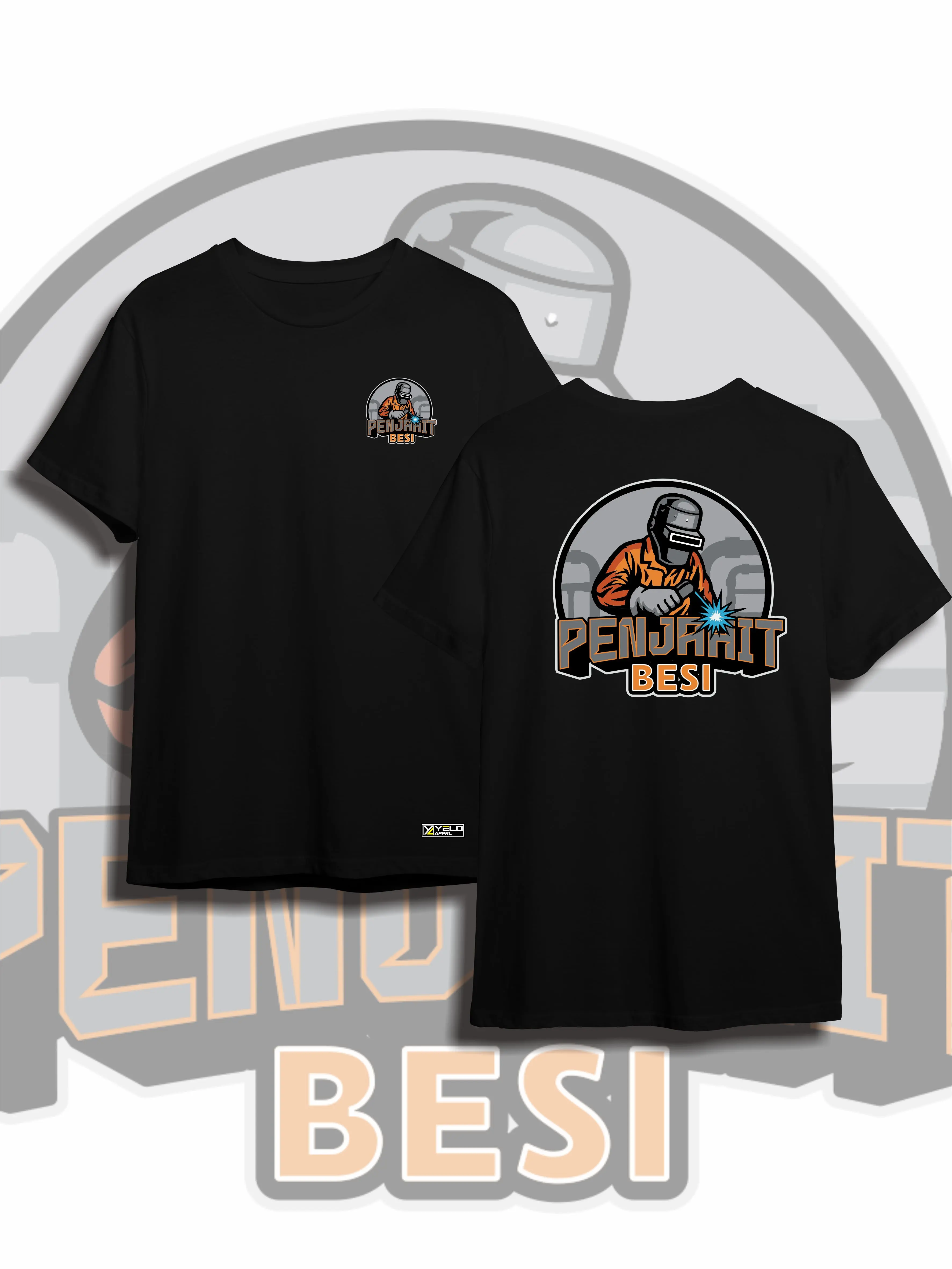 kaos combed 24s hitam / penjahit besi / tukang las / welder kaos Oblong pekerja Pria
