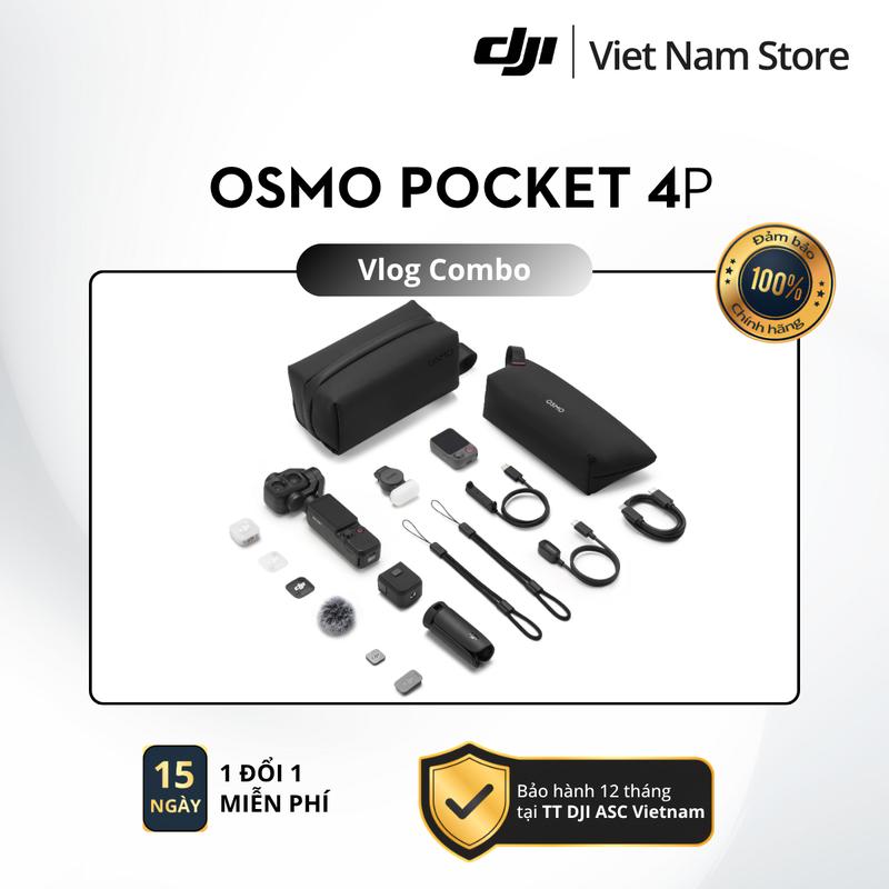 Camera DJI Pocket 4P Máy Quay Phim Cầm Tay Camera 2 Mắt Zoom 12X - Bản Vlog Combo
