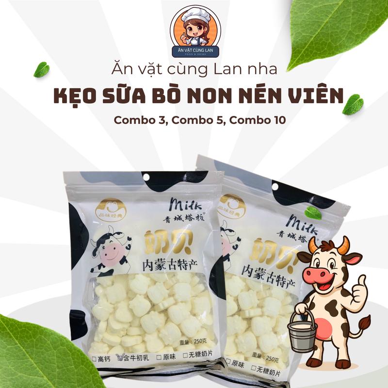 Gói Kẹo Sữa Bò Non Nén Viên Gói - Thơm Ngọt Cung Cấp Canxi Cho Trẻ Nhỏ - Combo 10 nén viên 250g