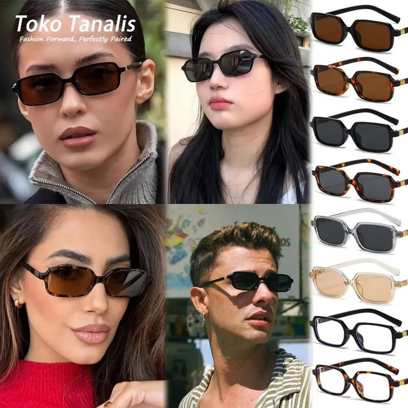 Kacamata Hitam Fashion Lensa UV400 Sunglasses Anti cahaya biru Bingkai persegi Wanita