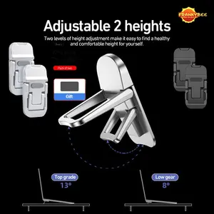 Upgrade 2Pcs Stand Laptop Holder Tablet Slim Aluminum Cooling Pad Stand Notebook Kickstand Slim Portable Standing Laptop Cooling Stand Hitam dengan Penyesuaian Ketinggian Dua Posisi dan Bawah Berlubang untuk Pemancian Panas Black Computer