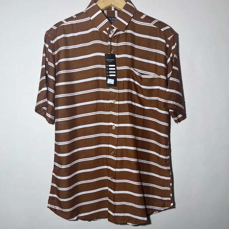Kemeja Pria Keren Motif Garis Bahan Rayon 2