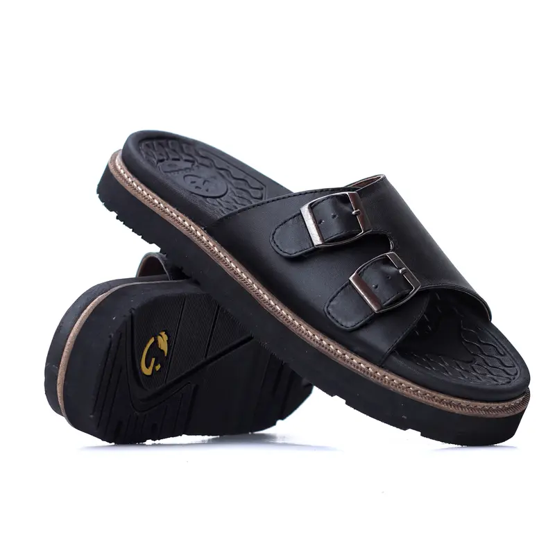 CEVANY - Sandal Kasual Slide Slop Pria Kulit Asli 1