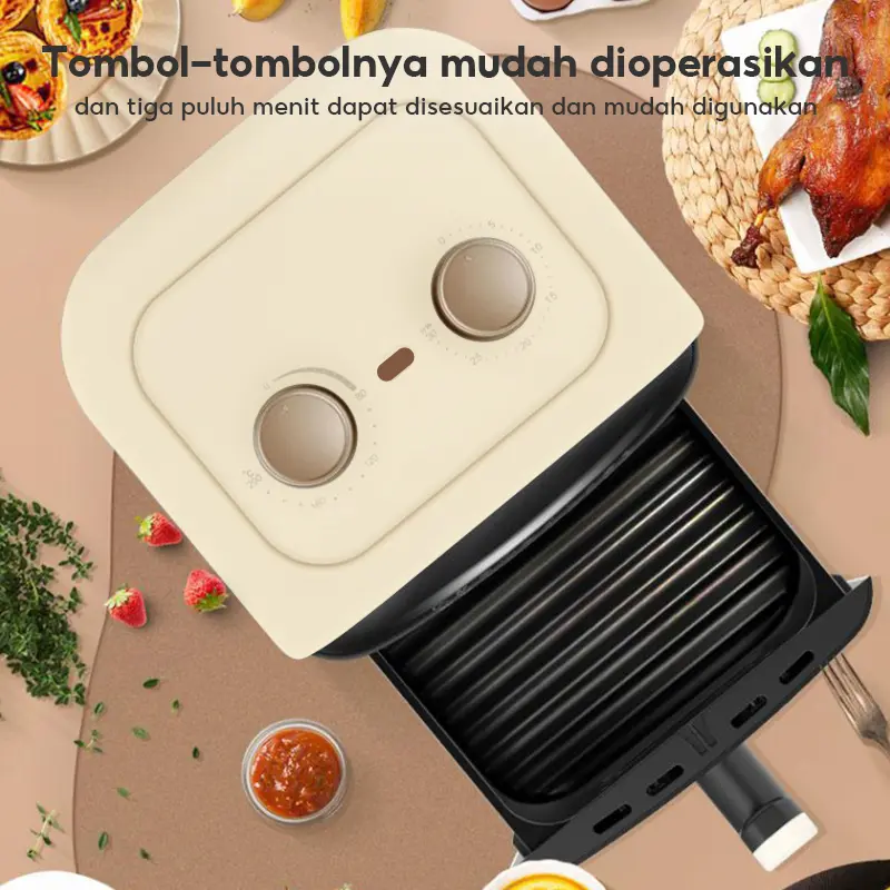 【EXCLUSIVE nisafauziah910】HAN RIVER Air Fryer 4.2L Multifungsi Wajan Anti Lengket Bebas Minyak Low Watt 800 Watt Airfryer 5