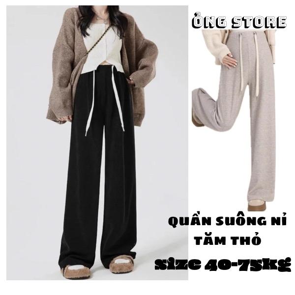   Hàng Tuyển  Quần Bầu Suông Dây Rút Chất Tăm Thỏ Thiết Kế Hiện Đại Cho Mẹ Bầu Thu Đông Vừa Ấm Áp Vừa Thời Trang. 