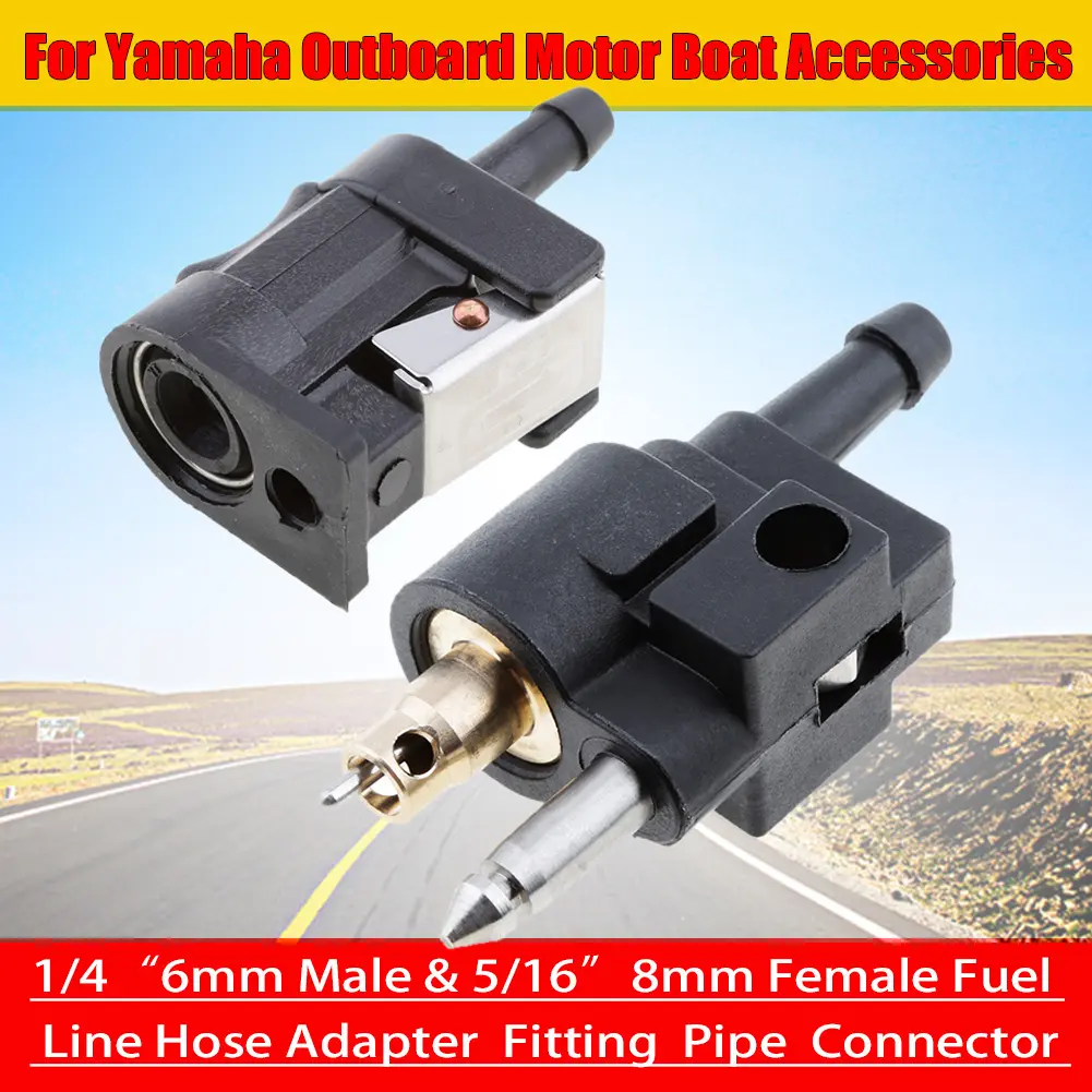 1 Set 1/4 ″ 6mm Male & 5/16 ″ 8mm Female Fuel Line Hose Adapter Fitting Pipe Connector for Yamaha Outboard Motor Boat Accessories