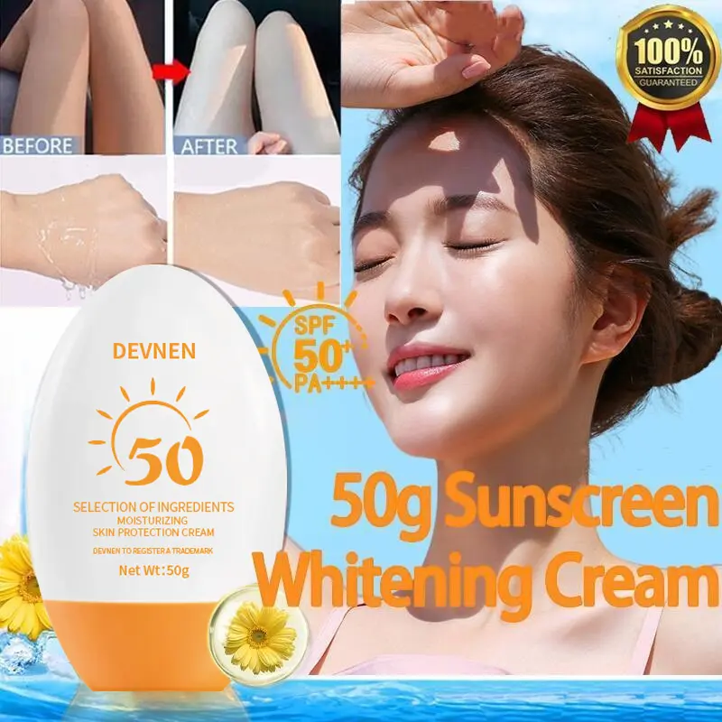 SPF 50 Sunscreen Whitening Sunblock Cream Wajah Dan Badan Sunscreen Sun Protect & Moisture Pelindung dari Sinar Matahari UV Protection Cream Tidak Lengket Tahan Air Double Whitening Lightweight Refreshing Mencegah Penuaan Dini Mencerahkan Niacinamide