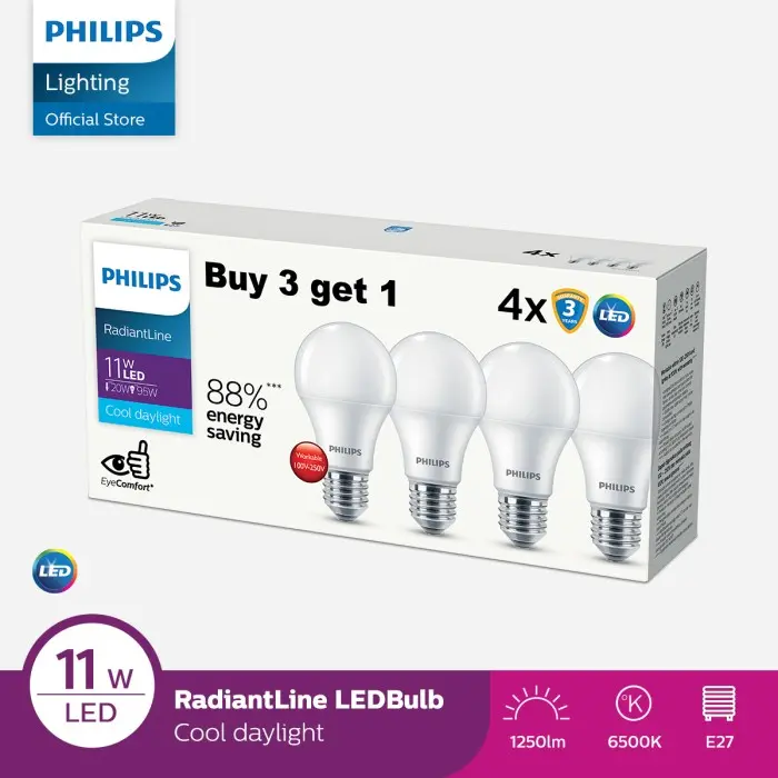 Lampu Philips RadiantLine Multipack Bohlam LED 11W 6500K Putih 1