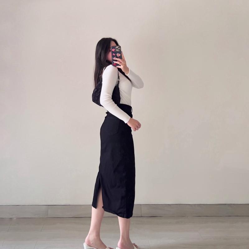 KLAVEE — JOAN DENIM SKIRT STRETCH / Rok Jeans Midi Wanita / High Waist Stretch Melar Korean Style 7