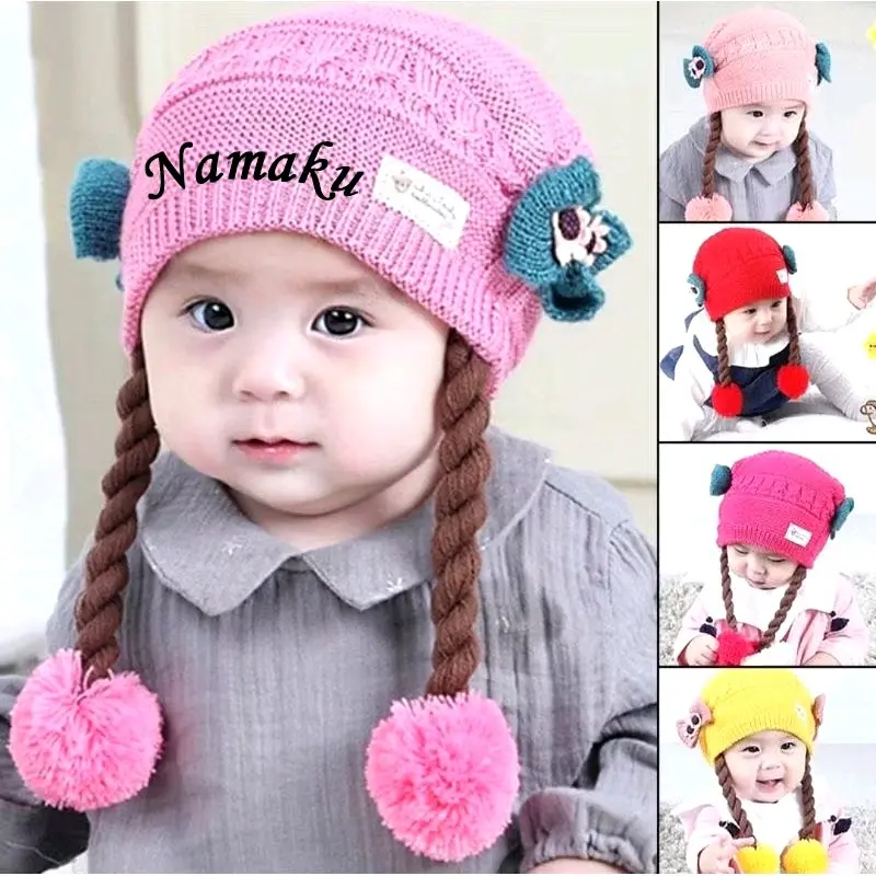 kupluk kepang anak usia 6 bulan-3 tahunan bisa pake nama /kupluk kepang pita anak terbaru untuk Perempuan hanya untuk dicuci dengan tangan ungu tua