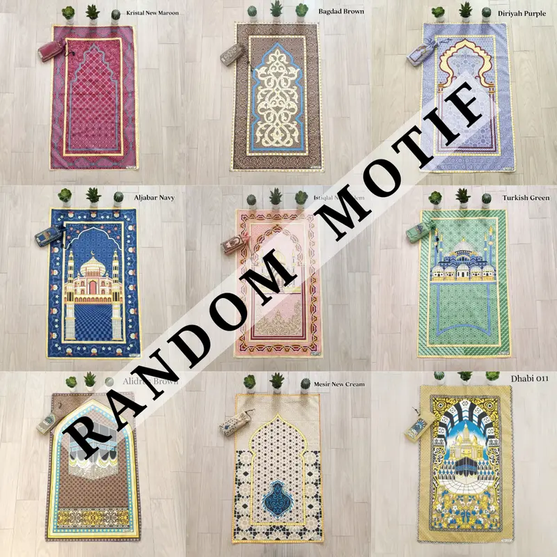 Sajadah Travel / Sajadah Souvenir Umroh Haji / Sajadah Ukuran 105 x 60 cm Turki Muslim Motif 3