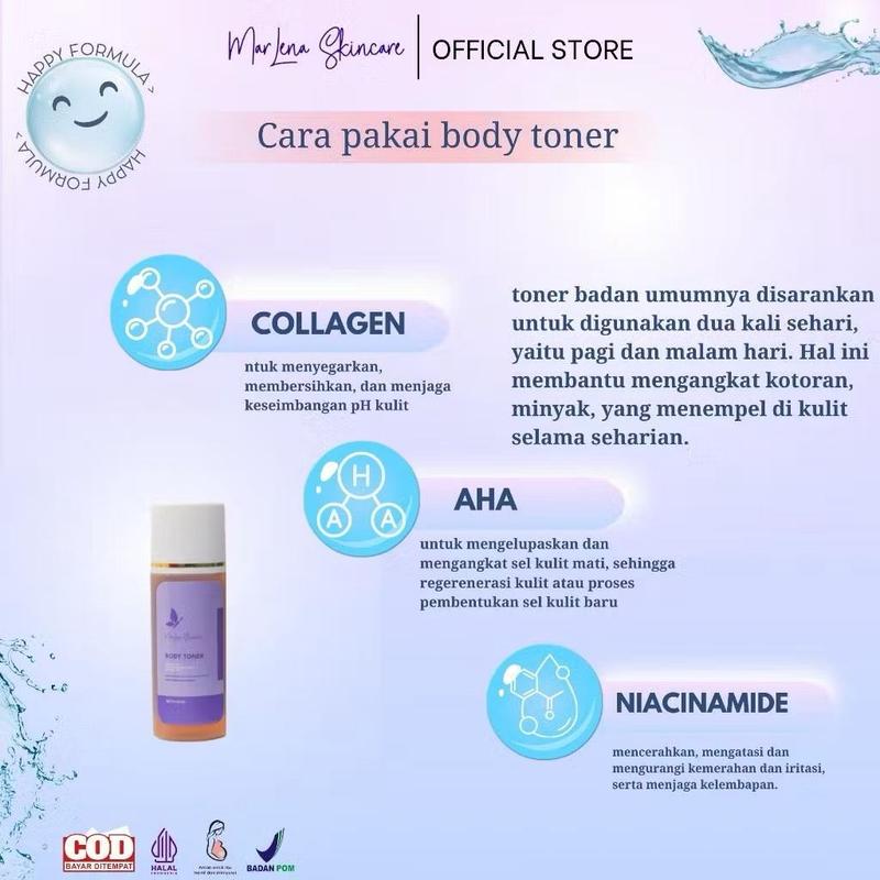 TONER BADAN MARLENA isi 2 BOTOL FREE KAPAS Melembutkan UNTUK BADAN  Mencerahkan Tubuh Niacinamide Kotoran Memutihkan Memudarkan 1