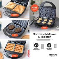 Gambar IDEALIFE - 4in1 Sandwich Maker/Toaster – Pemanggang Roti - SM-4001 dari IDEALIFE ONLINE STORE Kota Administrasi Jakarta Utara 4 Tokopedia