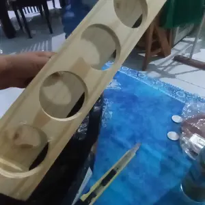 rak botol kayu tempat naruh botol sirup dll 3-5lobang diameter 7cm