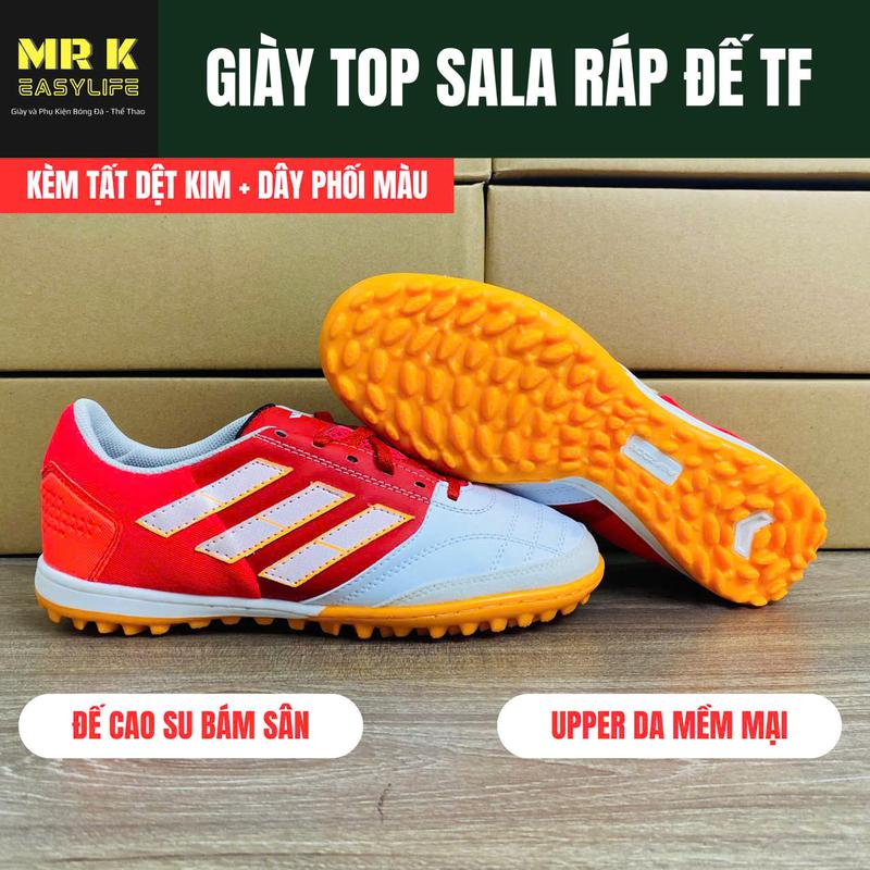 [Lùi 0,5 size] Giày Đá Bóng Nam TOP SALA TF, đế cao su TF, khâu full đế, êm, tặng kèm tất + dây phối màu, Sport, Đá Banh sân cỏ nhân tạo, thể thao, tập thể dục