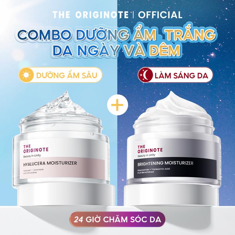 The Originote combo dưỡng ẩm trắng da ngày và đêm Hyalucera Moisturizer +Brightening Moisturizer Cung cấp nước và dưỡng ẩm Sửa chữa hàng rào da kem dưỡng ẩm hỗ trợ cải thiện sắc tố và làm đều màu da