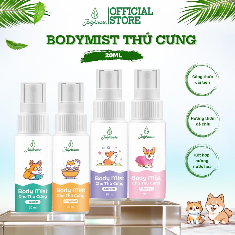 Bodymist xịt thơm khử mùi cho chó mèo JULYHOUSE 20ml dưỡng da lông thơm lâu hương nước hoa