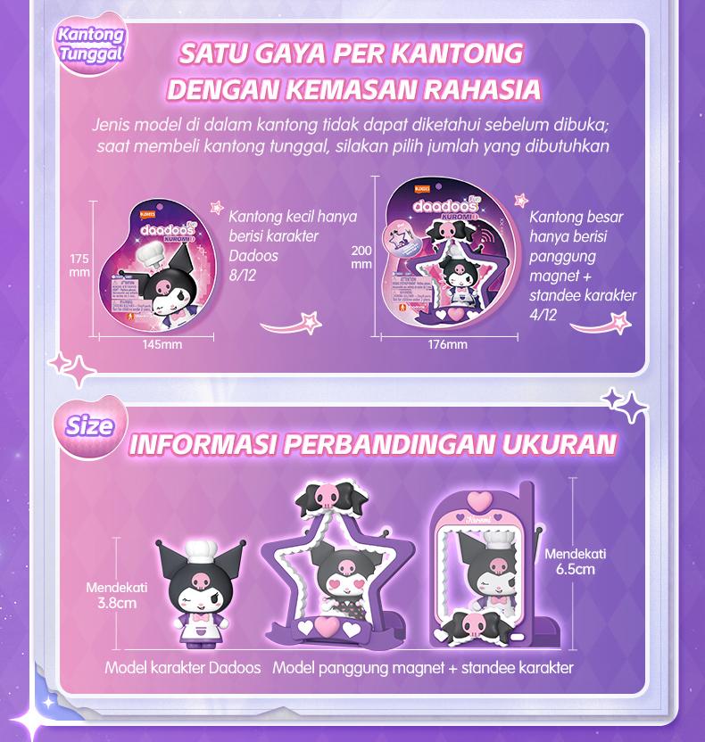 Blokees×Sanrio Blind Box Kuromi Ornamen Mini Action Figurine Mainan Plastik Lucu Kuromi Candy Series Figure Model BlindBox Dadoos Seri FUN 01