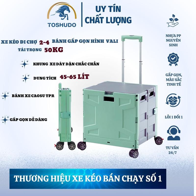 Xe Kéo Gấp Gọn Hình VaLi Dùng Đi Chợ - Đi Siêu Thị - Đi PicNic Dung Tích 45L - 65L