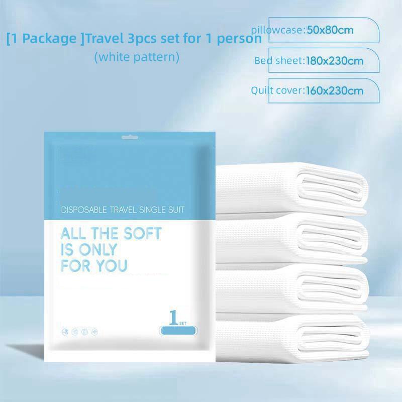 Thickened Disposable Travel Bed Sheets Set with Duvet Cover&Pillowcase Skin Friendly Material Soft and Breathable 3