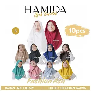 Dapat 10 Paket Hijab Hamidah Anak sekolah Jersey premium Bergo