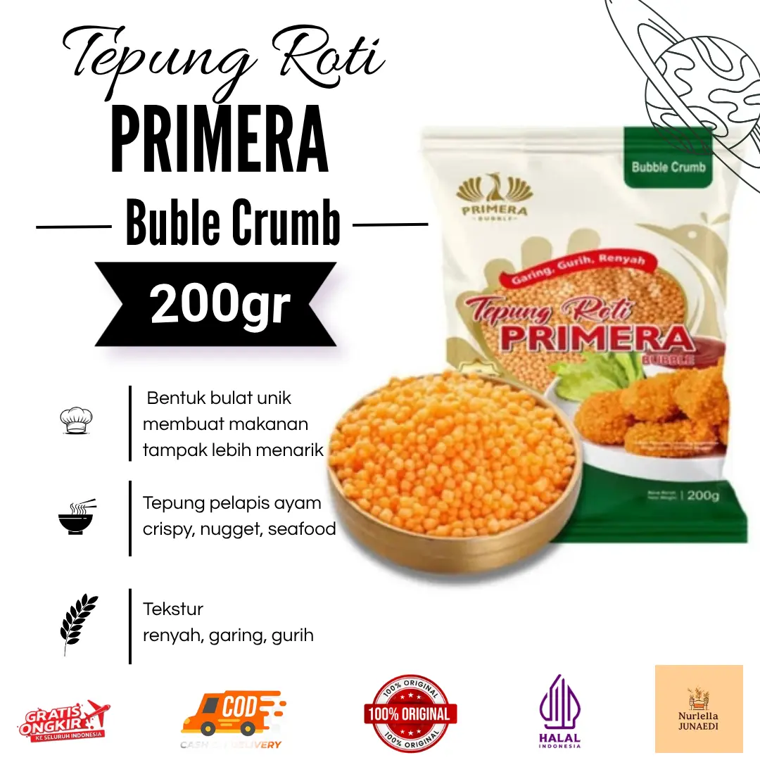 Primera Tepung Roti Bubble Crumb 200g - Garing Gurih Renyah untuk Makanan Frozen Food