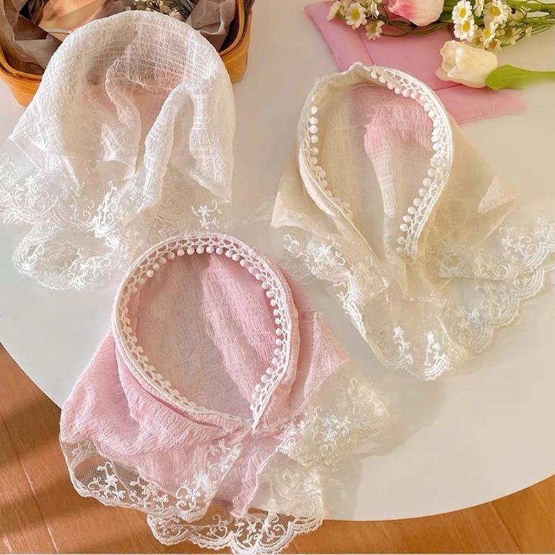 Khăn Quàng cổ Tam Giác Ren Kiểu Pháp, Băng Đô Lưới, Băng Đô Trang Trí Cổ Điển, Phụ Kiện Tóc Phong Cách Nông Thôn, Dành Cho Nữ 6
