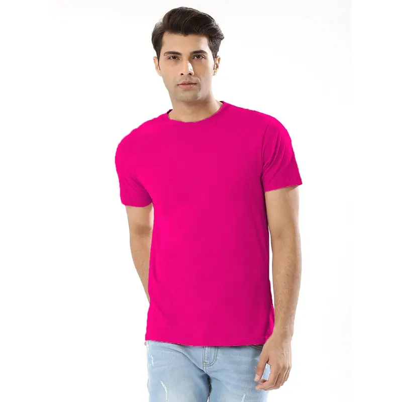 Baju Kaos Warna Pink Fanta Lengan Pendek Polos O Neck Unisex Bahan Katun Combed 30s Adem Kualitas Premium 2