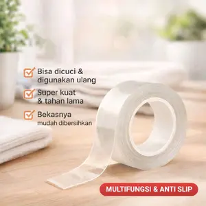 DN Nano Tape Ukuran 1m x 3cm x 2mm Bisa Dicuci Digunakan Ulang Super Kuat Tahan Lama Multifungsi & Anti Slip