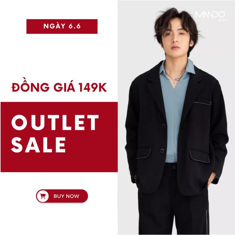 [ DEAL Đồng Giá 149k ] Áo Khoác Blazer Nam MANDO Dài Tay Chất Vải Tuyết Mưa Form Rộng Viền Áo Thêu Tinh Tế Cao Cấp Menswear Đen Jacket