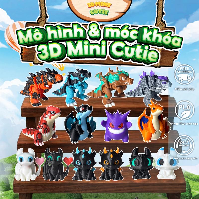 Mô hình mini - Móc khóa mini xoay khớp in 3D nhựa PLA an toàn trưng bày, đồ…