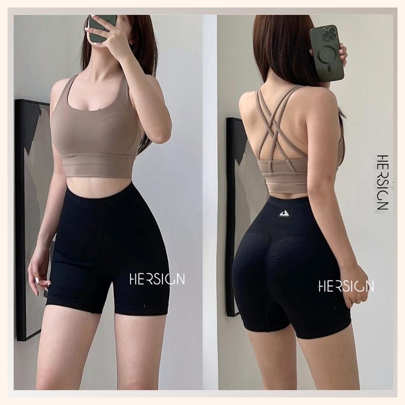 Set đồ tập gym nữ Đồ tập yoga nữ quần đùi đạp xe tennis pickleball HERSIGN-SMIXB43N12