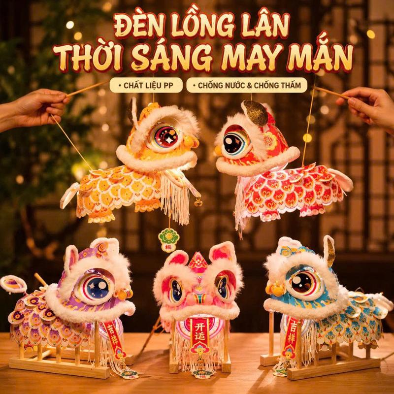 Lồng Đèn Trung Thu DIY Hình Sư Tử Múa Lân Tự Lắp Ráp Phát Sáng - Đèn Trung Thu…
