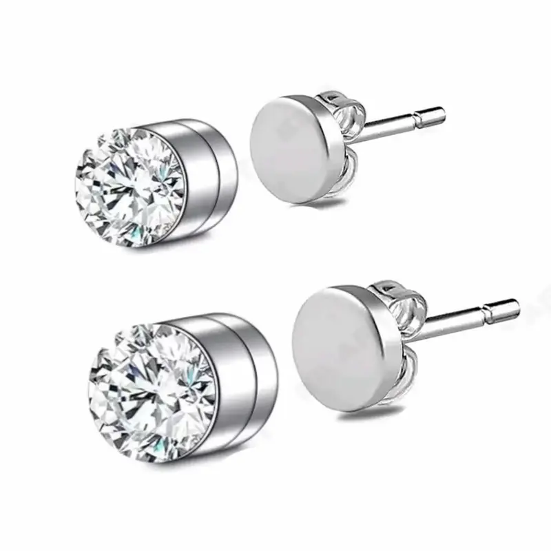 Anting Tempel / Anting Magnet Mut1ara Silver Anti Karat Earrings <4mm> anting  magnet pria Titanium Perhiasan