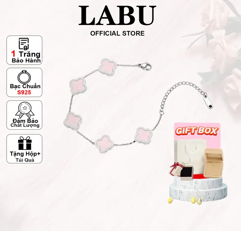 vòng tay Lắc tay hoa 4 lá LABU Không gỉ Five Four Leaf Clovers Bracelet Vang/Silver vòng tay nữ Những phụ kiện tiệc tùng lấp lánh nhất-Quà tặng/Ngày lễ/Hàng ngày 8