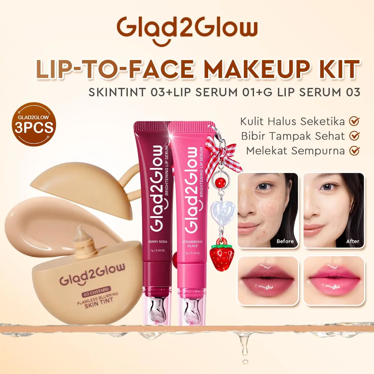 [Hot] 3Pcs Skintint O3+ Lip Serum 01&03