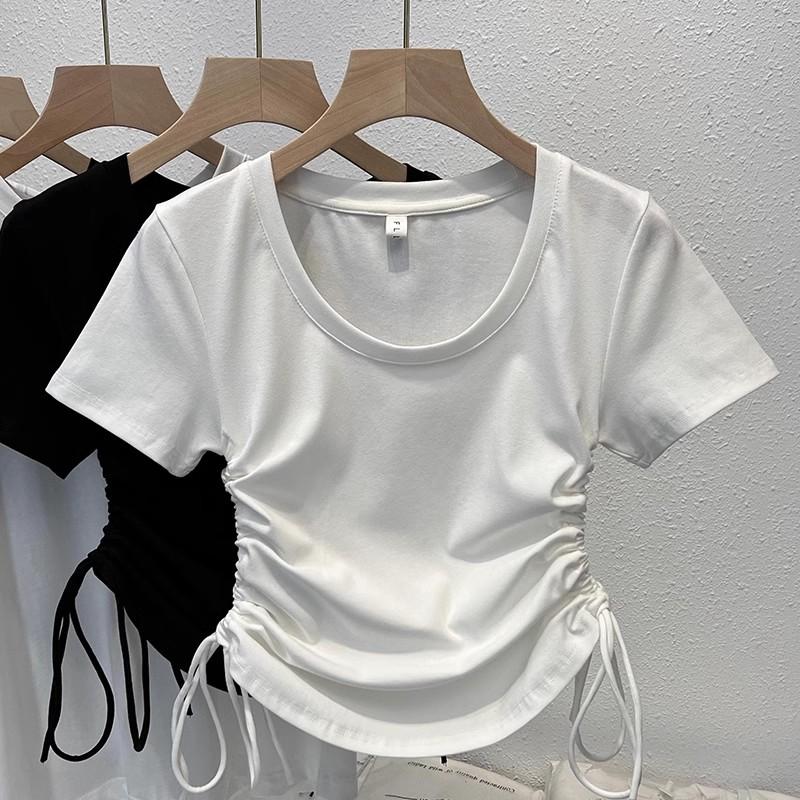 Kaos Serut Grafis Kupu-kupu Pendek Wanita 4