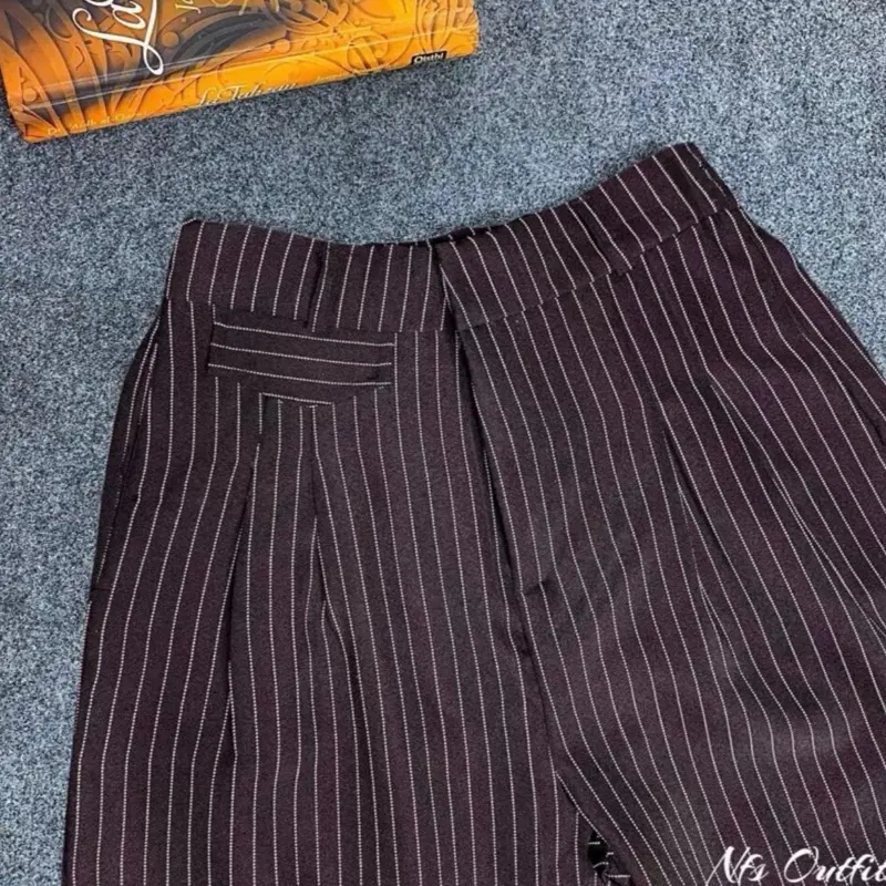 NFS - Oro Pants Stripe Bangkok - Celana Wanita Nyaman Anti Kusut - Celana Panjang Korean Style - Celana Panjang Formal Highwaits Wanita Casual Kekinian 4