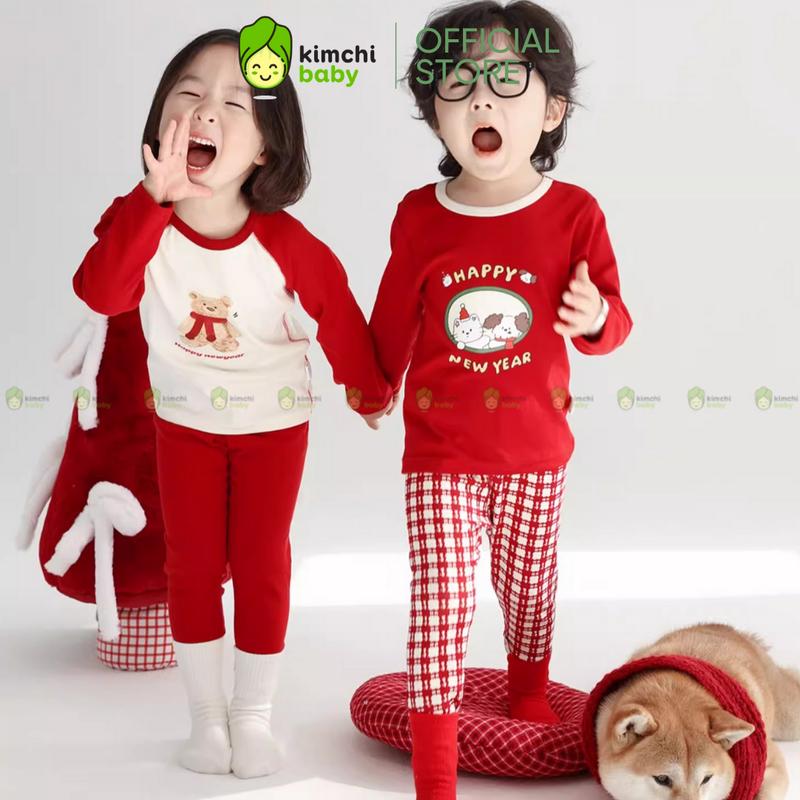  Bộ Dài Tay Bé Trai Bé Gái Họa Tiết Giáng Sinh KIMCHIBABY Vải Cotton 4C Cao Cấp Co Giãn An Toàn Với Làn Da Của Bé  Đồ Bộ Cho Bé Mặc Lễ Hội Noel KD503 