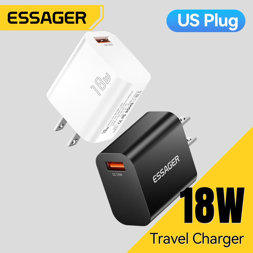 ที่ชาร์จเร็ว USB, Essager, 18W, เข้ากันได้กับ QC3.0 FCP SCP, การชาร์จอย่างรวดเร็ว, สำหรับ iPhone, Sa