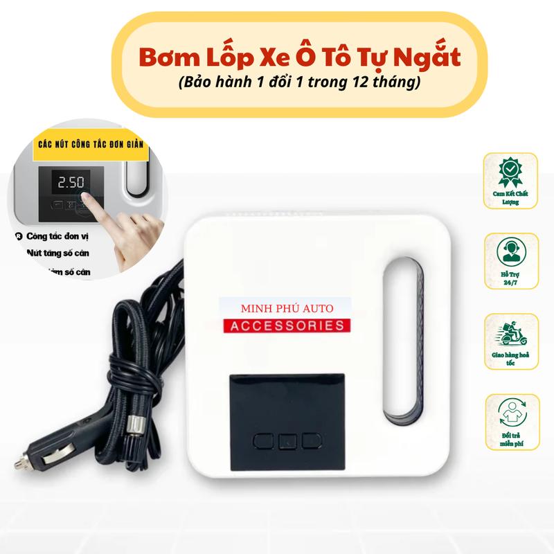 Bơm Lốp Xe Ô Tô 12V-5A Cắm Tẩu Tự Ngắt Cao Cấp Sử Dụng Điện Trực Tiếp Bơm Xe Ô Tô Cao Su mini