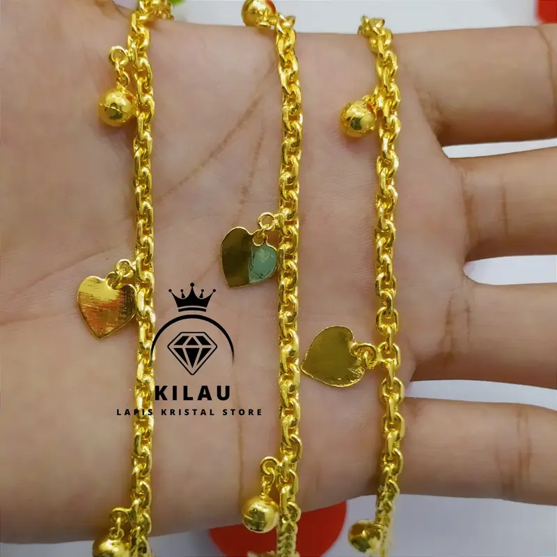 gelangrantai mainan 5 sepuh emas 24k lapis Crystal 1