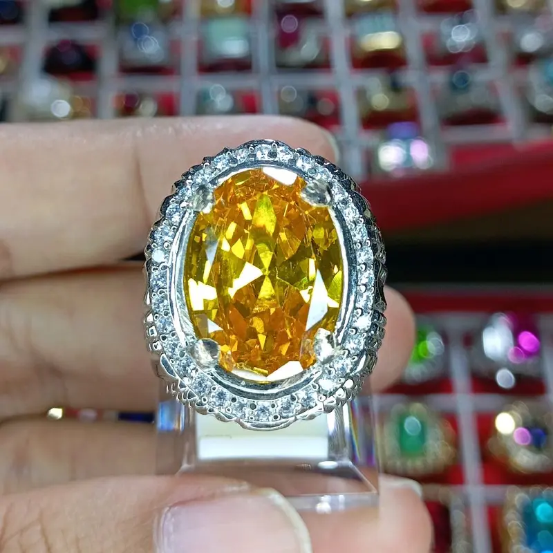 CINCIN PERAK PERMATA YELLOW CITRINE MEWAH DAN ELEGANT 0