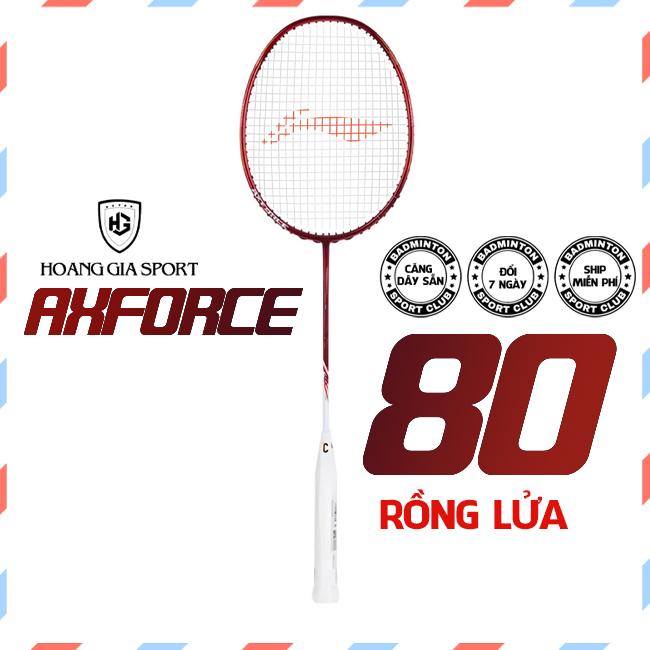 Vợt Cầu Lông Axforce 80 Đỏ Full Carbon - Tặng Móc Khóa Quấn Cán Bảo Vệ Đầu Vợt Dây Trợ Lực - Sport