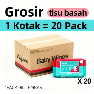 Tisu Basah Bayi Tanpa Alkohol & Pewangi Isi 80 Lembar Aman untuk Bayi 0-3 Tahun Membersihkan Cepat Tidak Merusak Kulit Harga Murah