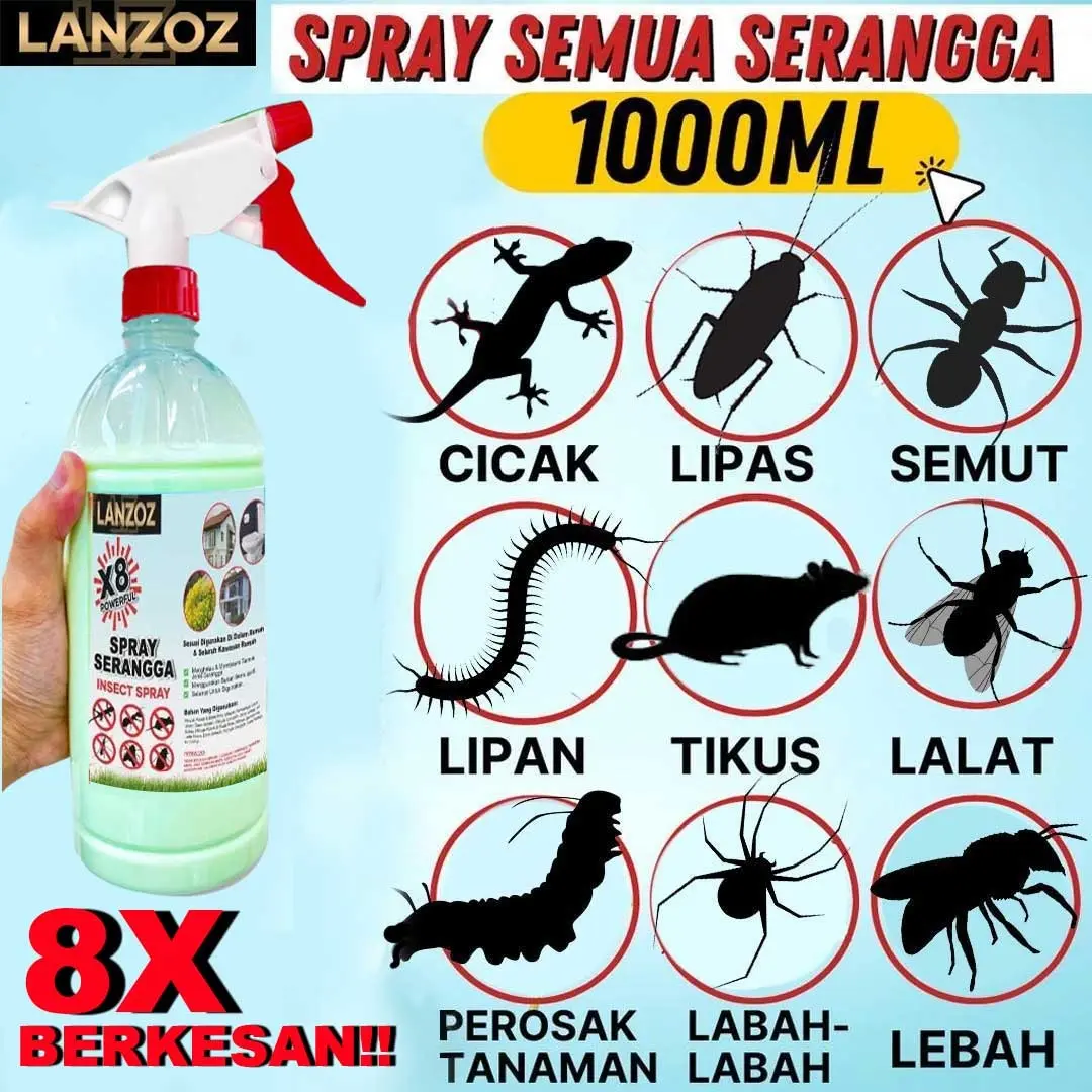 LANZOZ - Serangga Spray Untuk Semua Serangga, ECO-Friendly (1000ml / 1200ml refill) Home Supplies Semut
