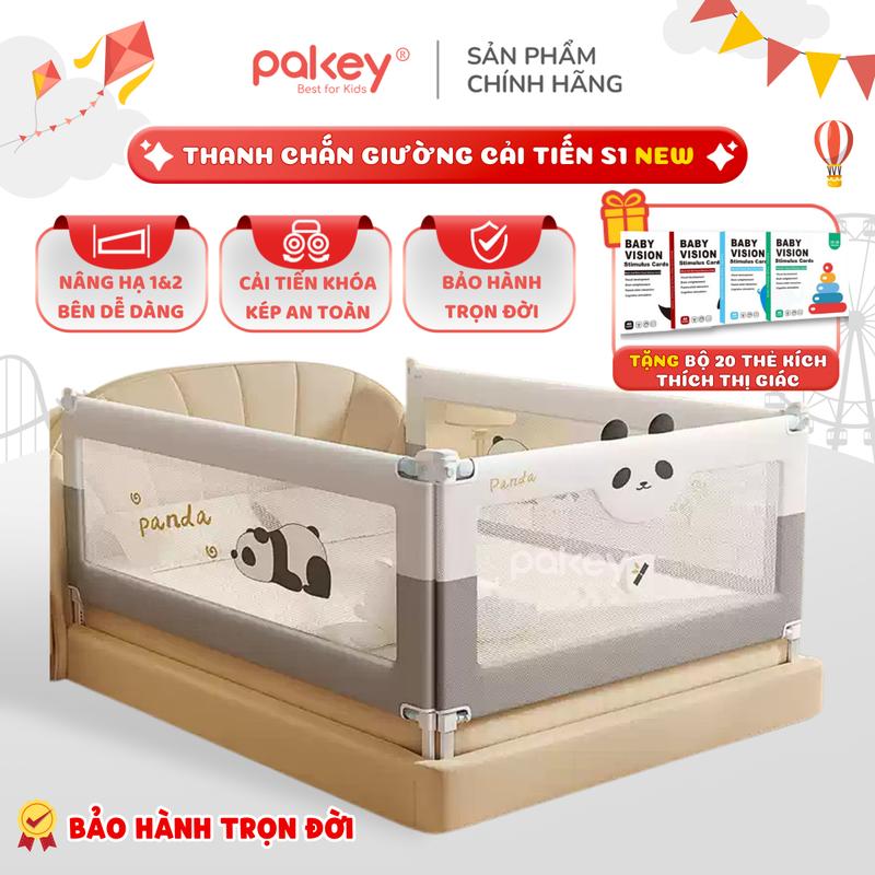   NEW  Thanh Chắn Giường Pakey Chính Hãng Nâng Hạ Hai Bên Hoàn Toàn Chiều Cao 105cm Khung Dày Dặn Chắc Chắn An Toàn Cho Bé 